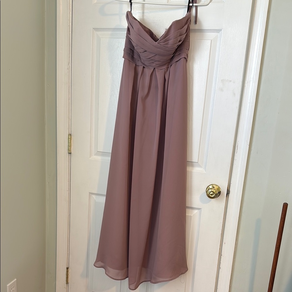 SORELLA VITA Mauve Ruched Gown with detachable spaghetti straps